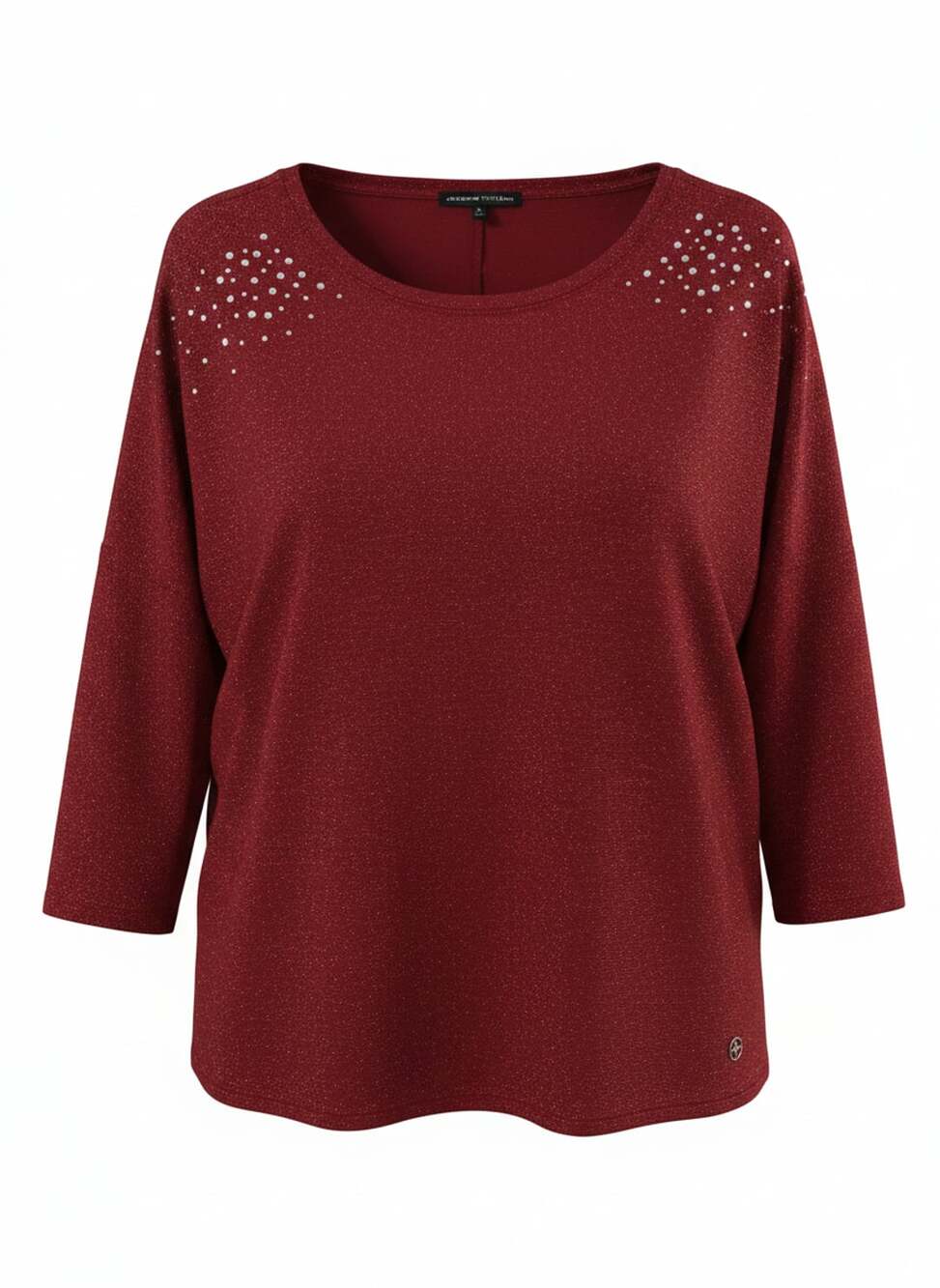Adrienne Vittadini Women's Red Shimmer Embellished Top Size 2X